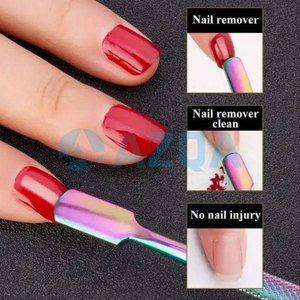 Empujador de cutículas y limpiador de uñas de doble punta de titanio arcoíris de acero inoxidable de alta calidad al por mayor para manicura y pedicura - Product Image 5
