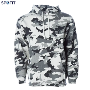 Sweat à capuche technique personnalisé pour homme, imprimé camouflage, col en polaire, polyester/coton, style formel pour la saison printanière - Product Image 1