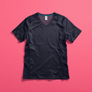 T-shirt formel à col roulé en maille respirant et léger, imprimé sérigraphié, brodé, écologique, anti-plis pour homme - Product Image 2