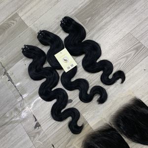 Premium Swiss 5x5 HD Cierre Cabello vietnamita crudo Onda del cuerpo Paquetes de cabello negro natural Extensiones de trama Cabello humano Vietnam - Product Image 5