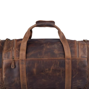 Sac de voyage en cuir véritable OEM, nouveau design, grande capacité, pour week-end, nuitée, avec compartiment à chaussures en polyester, portable - Product Image 2