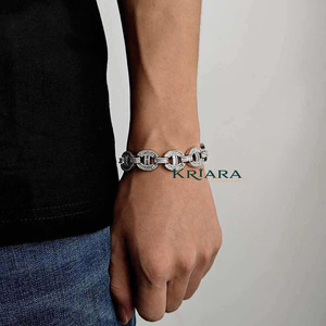 Bracelet chaîne en argent S925 pour homme avec moissanite, coupe Buggat, sertissage pavé, luxe, plaqué rhodium, pour usage quotidien - Product Image 1