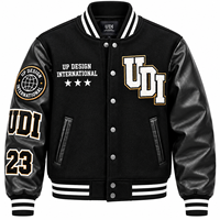 Veste universitaire en cuir noir sur mesure, veste de baseball brodée, veste bomber streetwear premium