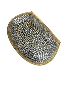 Pochette de soirée de luxe 2026 en laiton ornée de cristaux, avec bandoulière unique et doublure en soie pour femme - Prix de gros - Product Image 1