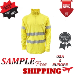 Yellow Reflective Safety Workwear <b>Long</b> <b>Sleeve</b> Zip Up Shirt High Visibility Uniform for Road Crew Warehouse 2026 - Product Image 2
