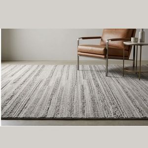 Handwoven Flat <b>Weave</b> Cotton Area Rug Grey Textured Stripe Pattern Washable Modern Living Room Bedroom Floor Carpet Decor - Product Image 1