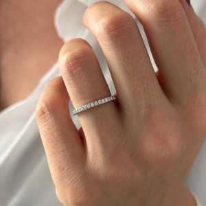 2MM Pave Lab Diamonds Full Eternity Band , 14k White Gold 0.5CT Eternity <b>Ring</b> , Matching Wedding Band ,Classic <b>Stacking</b> <b>Ring</b> - Product Image 5