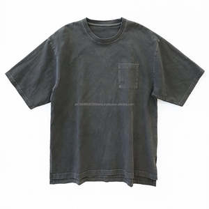 Personnalisé votre logo à l'ancienne mode 100% coton lourd hommes plaine tshirt Vintage lavage à l'acide tshirt - Product Image 5