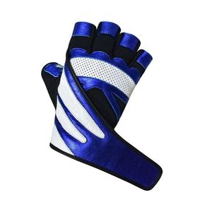Guantes de levantamiento de pesas azules, mitones de entrenamiento de gimnasio de medio dedo, guantes transpirables de malla para ciclismo, fabricante de logotipos personalizados - Product Image 5