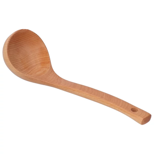 Ensemble de 4 louches en bois naturel écologiques - Ustensiles de cuisine durables, légers, compatibles micro-ondes et four, pour cuisiner et servir - Product Image 2