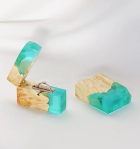 Resin & Wood Proposal <b>Ring</b> Box. Wooden <b>Engagement</b> <b>Ring</b> <b>Holder</b> Handmade Wooden <b>Ring</b> Bearer Box - Product Image 2