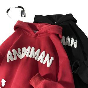 Hip Pop personnalisé 3D Puff Printing Sweats à capuche personnalisés Surdimensionné Puff Print Pull en coton épais Sweats à capuche pour hommes - Product Image 3