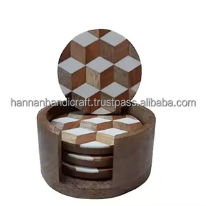 Posavasos de madera de fabricación india en venta, diseño único, artesanía, colección de artículos a precio asequible, portavasos para sofá - Product Image 3