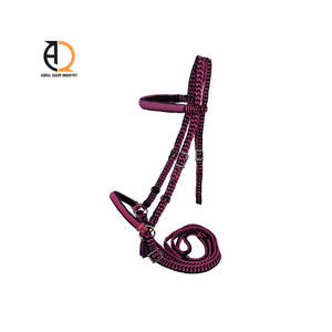 Harnais de style anglais de haute qualité pour chevaux, coloré, en nylon et cuir, selle anglaise - Product Image 5