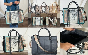 Fashionable <b>Large</b> Capacity High Quality Genuine Tooled Tote <b>Bag</b> Outdoor with Cowhide Leather Zipper Colorful Portable Travel <b>Bag</b> - Product Image 3