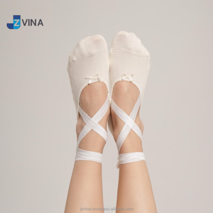 JZVINA <b>Ladies</b> Tie Wrap Ballet Socks Non <b>Slip</b> Ankle Cross Strap Soft Breathable Knit Socks Custom Logo Multi Color For Yoga Dance - Product Image 3