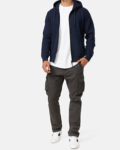 Sweat à capuche zippé pour homme, style streetwear, doublure polaire respirante, délavage acide, coupe oversize, mode décontractée, durable, OEM ODM - Product Image 4