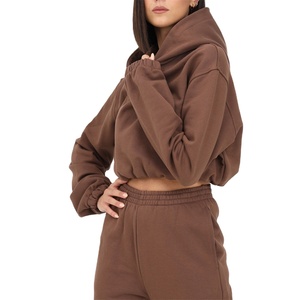 Women's Oversized Green <b>Zip</b>-<b>Up</b> Hoodie <b>Cropped</b> Sweatshirt Drop-Shoulder Solid Color Knitted Cotton Autumn Wear - Product Image 3