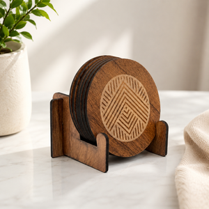 Premium Handcrafted Wooden <b>Coaster</b> Set Round <b>Drink</b> <b>Coasters</b> for Tea, Coffee, Cups & Glasses Table Protection High Quality - Product Image 1