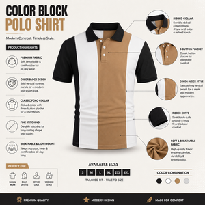 Camisa de hombre de manga corta con bloques de color, diseño formal de punto, cremallera, ajuste regular, poliéster, antipilling, venta al por mayor - Product Image 5