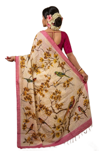 Floral Printed BIshnupuri pure <b>silk</b> <b>Fabric</b> Women India Pakistan Bangladesh Traditional Saree - Product Image 2