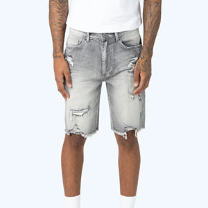 Shorts en jean décontractés pour hommes, nouveau style, respirants, imprimés, de haute qualité, avec logo personnalisé - Product Image 1