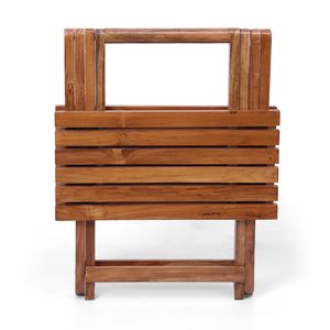 Table basse pliable en bois poli de 15 pouces, table d'appoint portable multifonction en bois de manguier massif, finition brun antique - Product Image 6