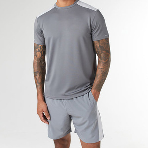 Ensemble de t-shirts de sport personnalisés avec logo, manches courtes, respirant, été, fitness, coton, vêtements d'entraînement, ensemble deux pièces pour hommes - Product Image 4