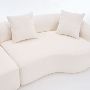 4 Seater White Chenille Fabric 30D <b>Sofa</b> with 60 Hardness Full <b>Sponge</b> 4 Pillows <b>for</b> Living Room Home Furnishings Video Provided - Product Image 2