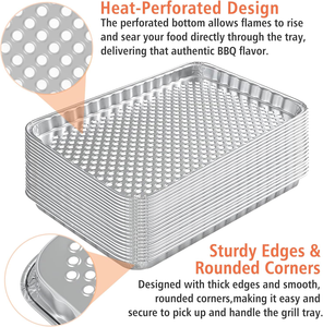 Bandeja para parrilla de barbacoa de papel de aluminio de grado alimenticio de alta calidad, bandeja para <span class=keywords><strong>galletas</strong></span>, sartén desechable ecológica de 13 pulgadas y 15 pulgadas - Product Image 2