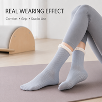 Chaussettes de Pilates antidérapantes à bout ouvert, respirantes et extensibles pour le yoga, la barre, la danse et l'entraînement, pour femmes, couleur et logo personnalisés, fournisseur OEM ODM