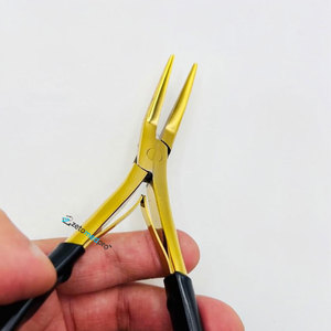 Custom Brand Name Gold Plasma Curved Surgical Grade Stainless Steel Professional Hair <b>Extension</b> Styling Pliers for <b>Micro</b> Nano - Product Image 2
