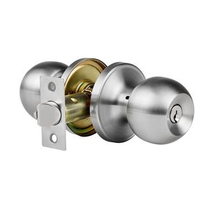 Maniglia per Porta d'Ingresso in Metallo Satinato Nichelato con Pomolo a Sfera, Serratura Esterna con Manopola e Maniglia Interna con Chiave per Finestra - Product Image 2