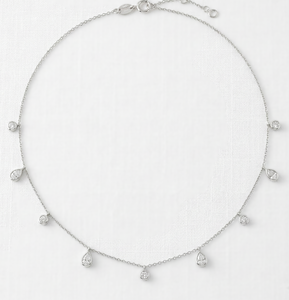 Collar de Oro Sólido de 14K/18K con Diamante Creado en Laboratorio, Corte Redondo en Forma de Pera, Color DEF, Claridad VS/VVS, Regalo para Ella, Collar de Boda - Product Image 2