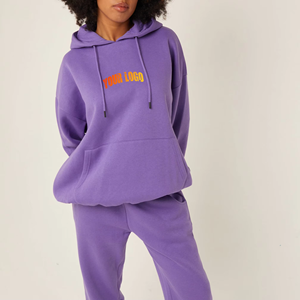 Conjunto de suéter con capucha de invierno para mujer, 2 piezas, tejido, estilo urbano, 100% algodón, cálido, manga larga, pantalones de pierna ancha - Product Image 5