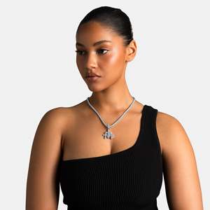 Luxury Moissanite Letter Pendant Necklace 925 Silver Rhodium Plated <b>Rope</b> <b>Chain</b> Women's Everyday Wear Jewelry - Product Image 4
