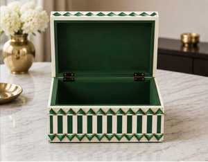 Premium Black & White Bone Inlay Jewelry <b>Box</b> Handmade Wooden Decorative Storage Case for Jewelry, Makeup Accessories, <b>Keepsakes</b>, - Product Image 3