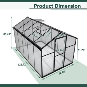 Kit Serra da Giardino 6x10 ft con Telaio in Alluminio, Copertura in Policarbonato, Porta con Chiusura e Caratteristiche Regolabili per Uso Esterno - Product Image 2