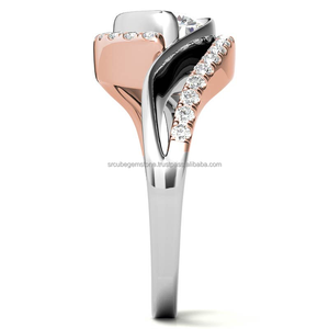 Anillo de compromiso de oro rosa de 14 quilates de alta calidad, diseño único con diamante de moissanita incoloro de corte redondo, lo último para regalo de boda - Product Image 5