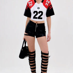 Jersey Corto de Fútbol Americano para Mujer, a la Moda, al por Mayor, 100% Poliéster, Cuello en V, Manga Corta, Top de Entrenamiento, OEM, Marca Privada, 2026 - Product Image 6