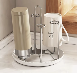 Organizador de Cocina Metálico Minimalista con Bandeja de Drenaje, Almacenamiento Independiente para Tazas y Recipientes, Altura de 6-7.9 Pulgadas - Product Image 1
