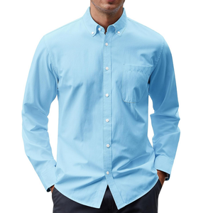 Camisa de Vestir para Hombre, Personalizada, Manga Larga, Transpirable, Formal de Negocios, con Botones, 100% Algodón Popelina, Fábrica de Ropa al por Mayor - Product Image 1