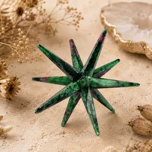 Cristal de Zoisite Rubis, Étoile de Merkaba à 12 Pointes, Pierre Naturelle Écologique, Décoration Feng Shui pour la Maison - Product Image 3