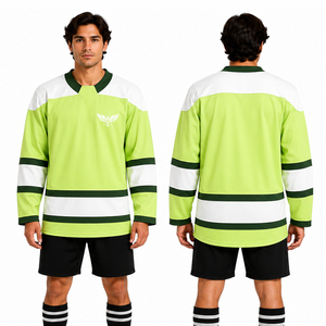 Maillot de hockey sur glace vert néon personnalisé OEM, respirant, sublimé, uniforme d'équipe de hockey, vêtements d'entraînement et de match pour hommes - Product Image 1