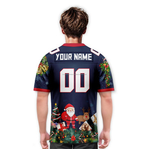 ชุดกีฬาแขนสั้นสำหรับผู้ชายเสื้อฟุตบอลคริสต์มาสอเมริกัน2025พิมพ์ชื่อทีมและหมายเลข - Product Image 2