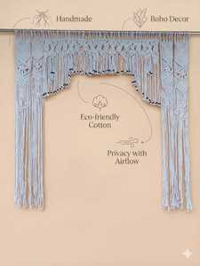 Cortina de Macramé de Algodón Hecha a Mano, Cortina Boho para Ventana, Ligera y Removible, Decoración de Pared para Sala de Estar - Product Image 1