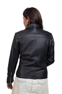 Chaqueta de cuero OEM para mujer, moderna, de piel de cordero auténtica, estilo vintage, chaqueta de cuero genuino de vaca para mujer - Product Image 4
