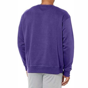 Suéter de Punto Informal de Color Sólido para Otoño, Cuello Redondo Morado para Hombre, Corte Regular, Sudadera de Felpa Francesa de Algodón para Adultos - Product Image 2