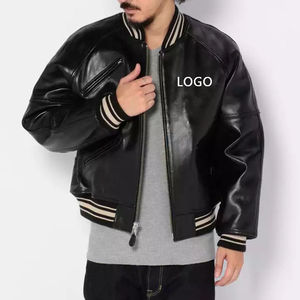 OEM Custom Logo High Quality <b>Baseball</b> Leather <b>Jacket</b> Customized Leather Bomber Letterman <b>Men</b> Zip up Varsity <b>Jacket</b> - Product Image 2