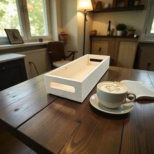 Modern Wooden Decorative Tray Rectangular Storage Box Lacquer Finish Portable Multi-Functional Desktop Organizer for Home - Product Image 1